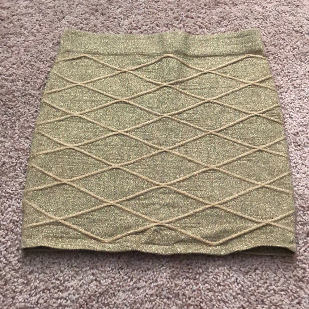Knit gold mini skirt